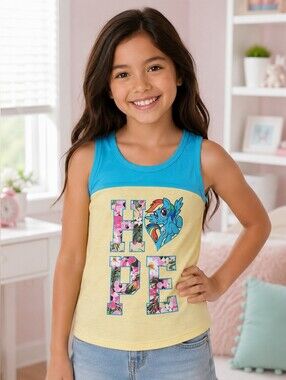 My Little Pony Rainbow Dash Hope Tank Top Girls M 7/8 NWT Hasbro 2015 Blue